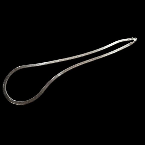 Diamond-Cut Herringbone Sterling Silver 925 Chain Necklace Made In Italy - Picture 1 of 9